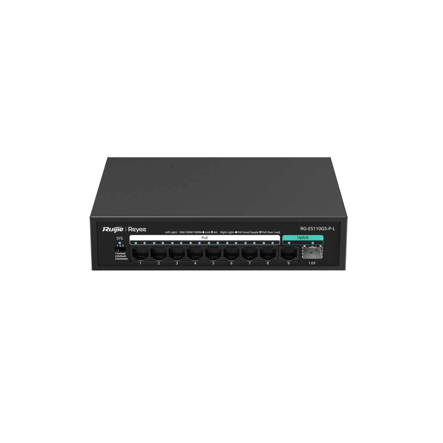 RG-ES110GS-P-L, 10-Port 10/100/1000 Mbps Unmanaged PoE Switch