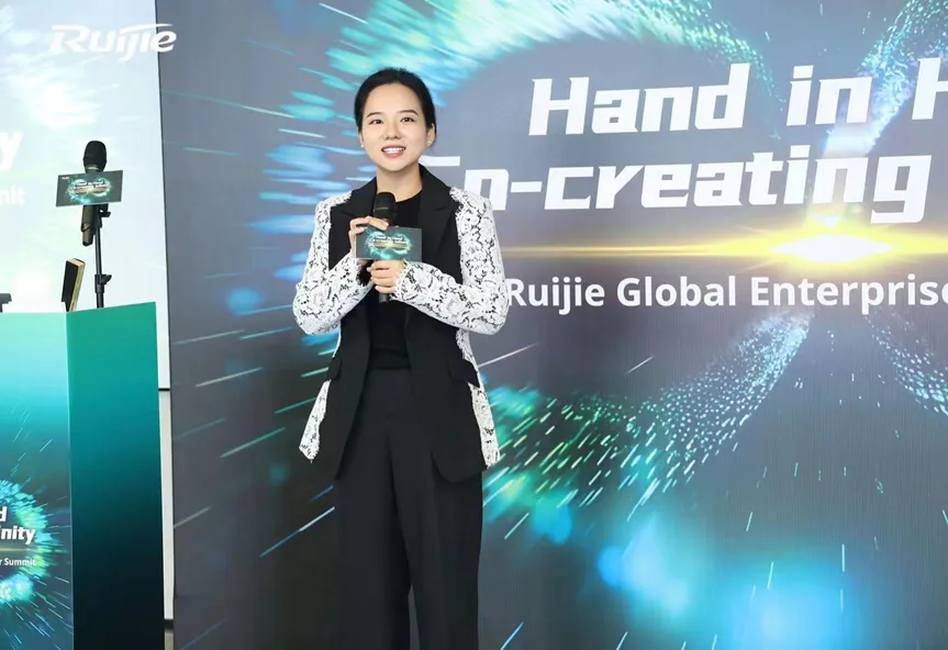 Happy Xu Delivering a Keynote Speech