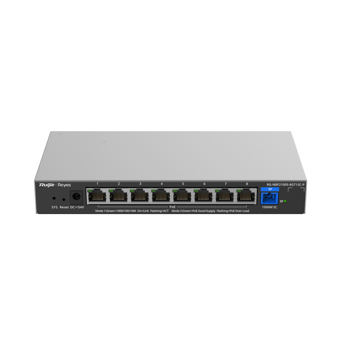 RG-NBF2100S-8GT1SC-P, 1G Layer 2 Cloud Managed PoE+ Switch