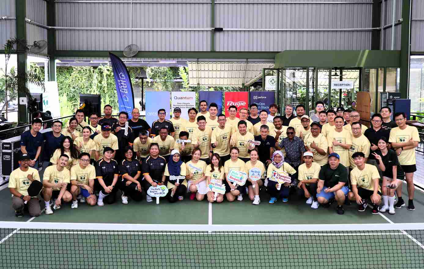 Ruijie and ACA Pacific channel partners at the pickleball tournament in Malaysia