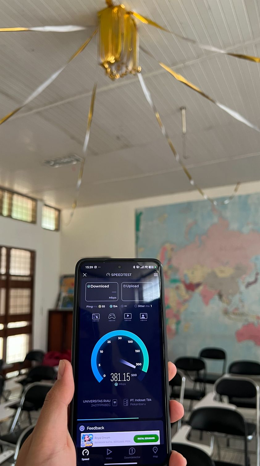 UNRI classroom network speed test result
