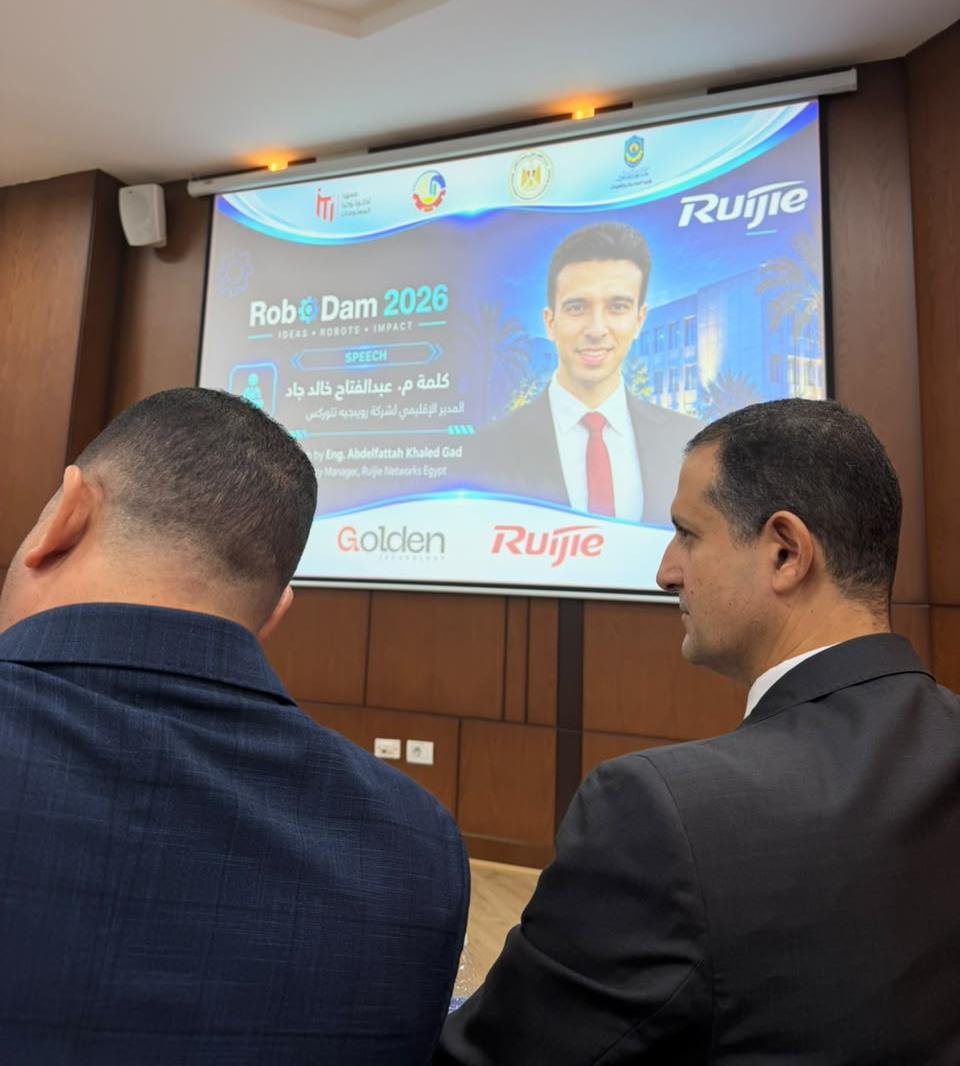RoboDam 2026 speech screen introducing Eng. Abdelfattah Khaled