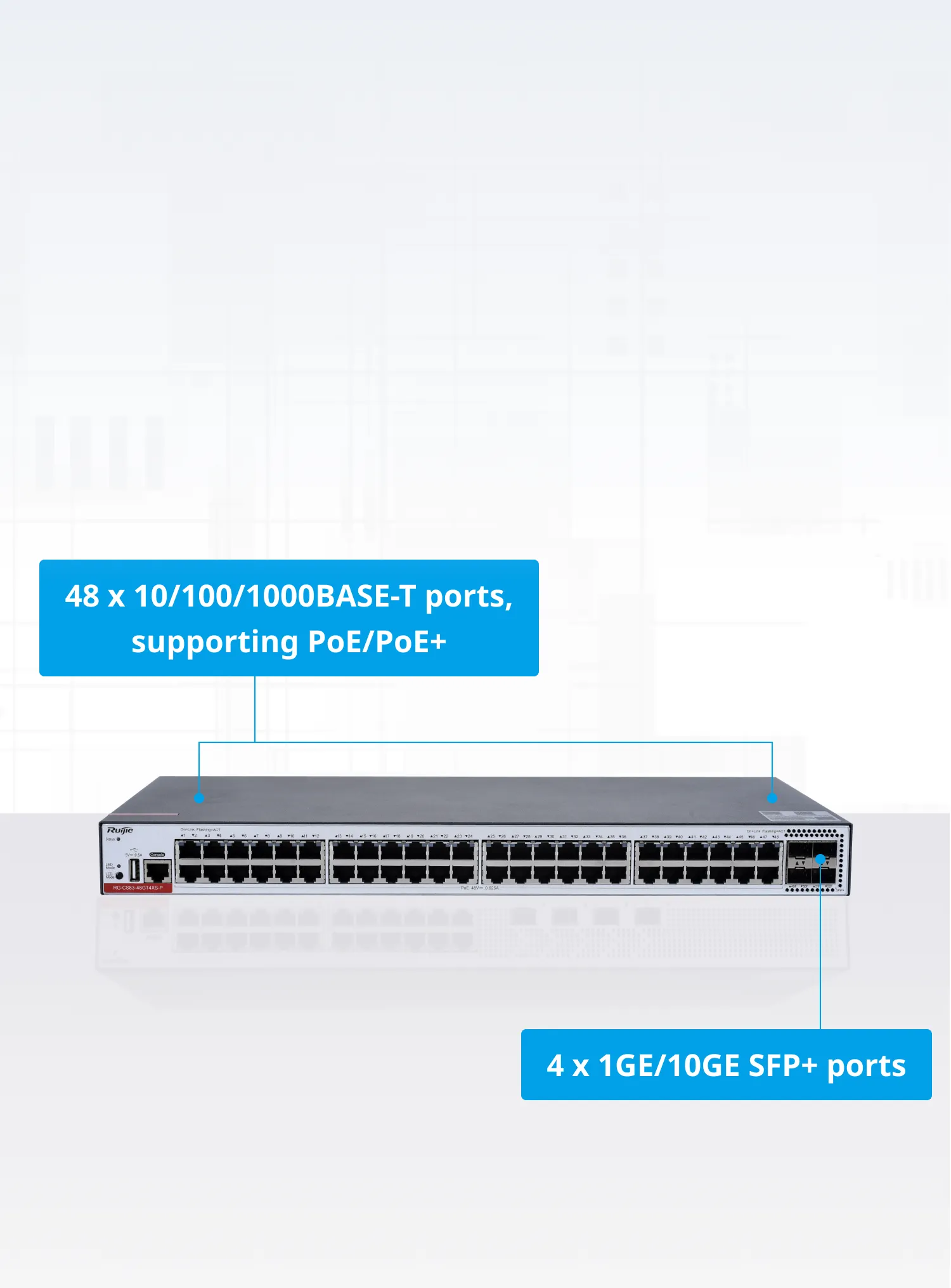 Campus Switches RG-CS83-48GT4XS-P 48-Port 1GE RJ45 Layer 3 Managed