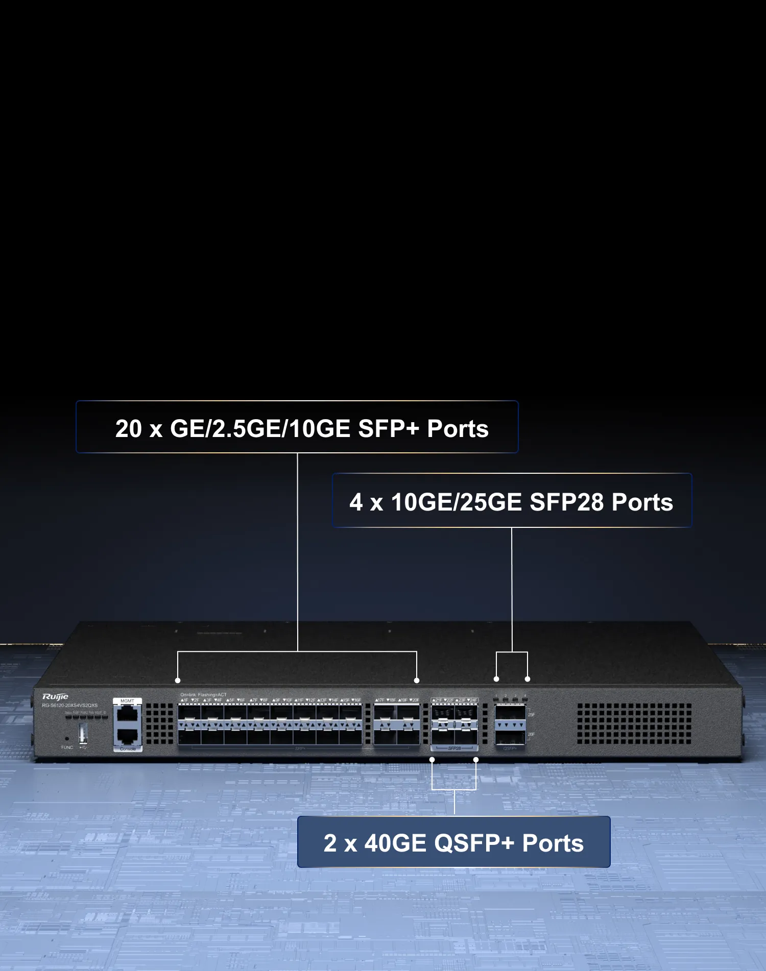 RG-CS86-20XS4VS2QXS-D, 20-Port 10/2.5GE(SFP+), Layer 3 Ruijie Core