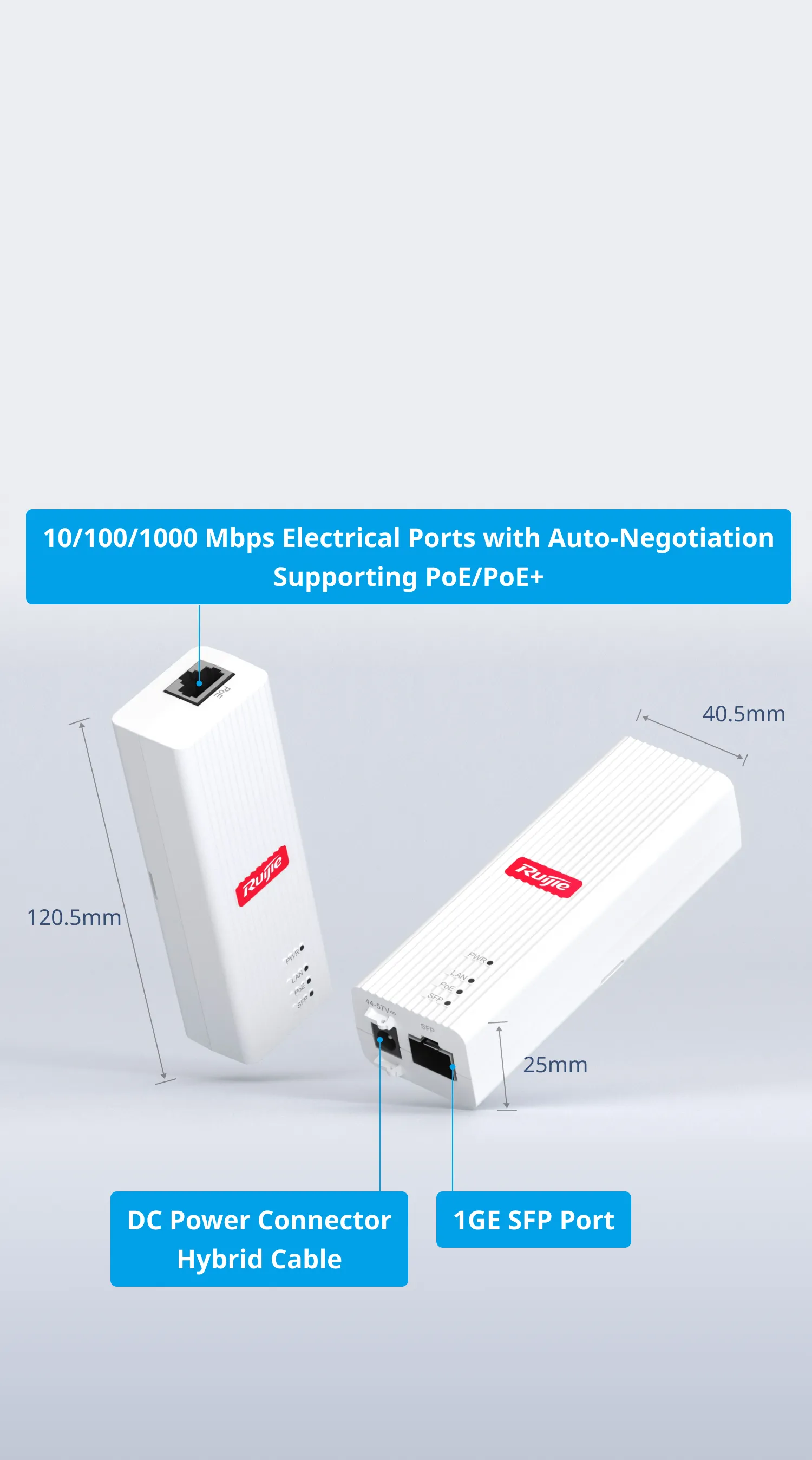Ruyuページ Campus Switches RG-PF2920-DPBOX-P, Single-Port Media Converter