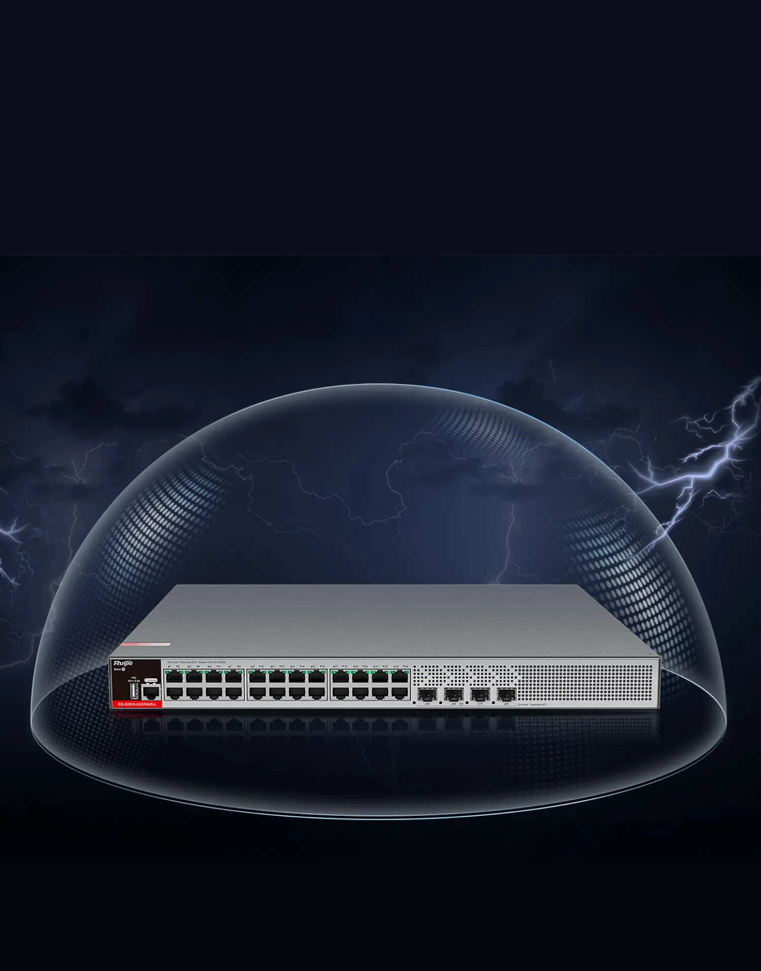 RG-S2915-24GT4MS-L, 24-Port 1GE RJ45 Layer 2+ Managed Switch with