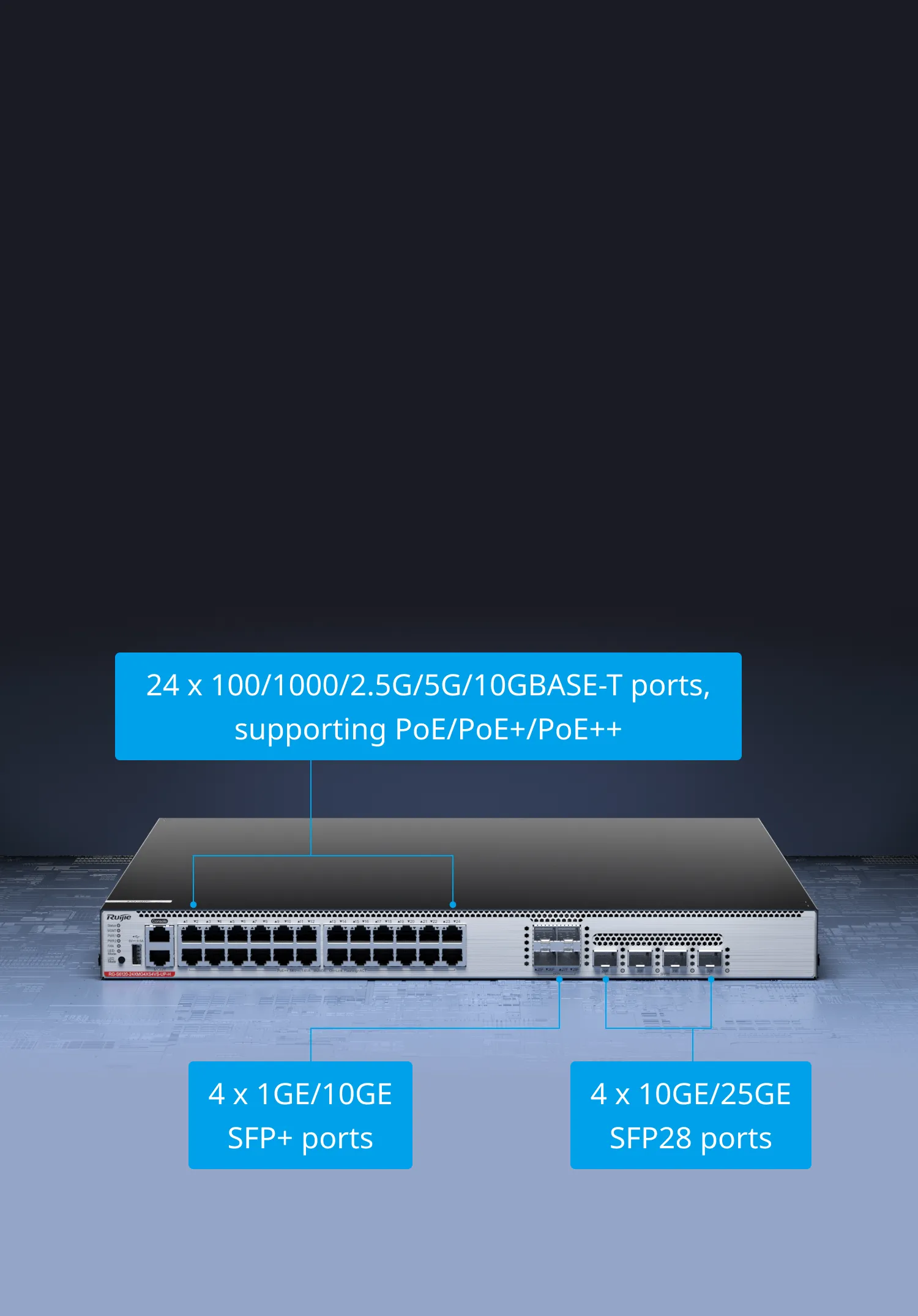 airi Campus Switches RG-S6120-20XS4VS2QXS 20-Port 10G (Compatible with