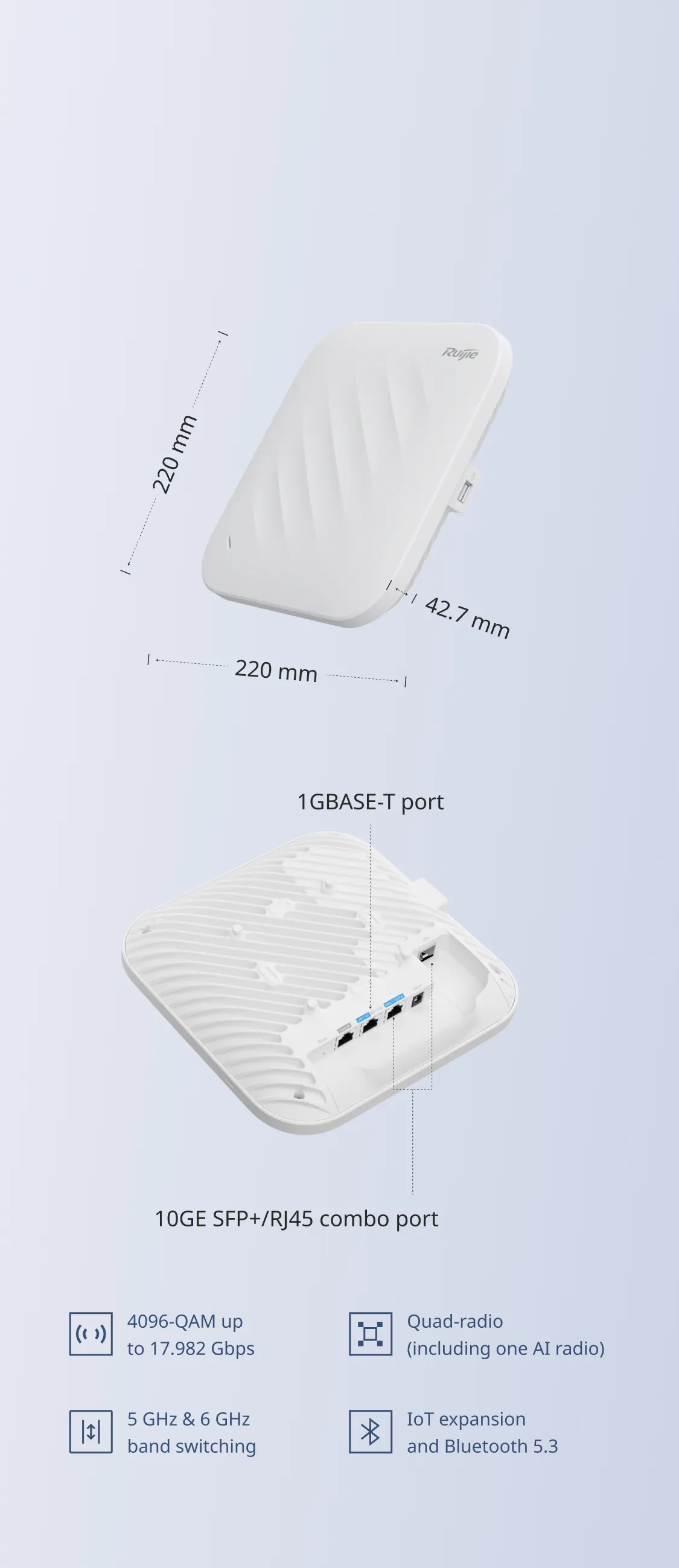 RG-AP7176-R(V2), Wi-Fi 7 Quad-Radio 17.982 Gbps High-Density