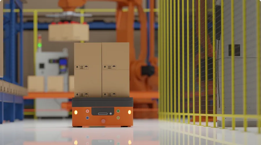 Moving AGV robots lie down